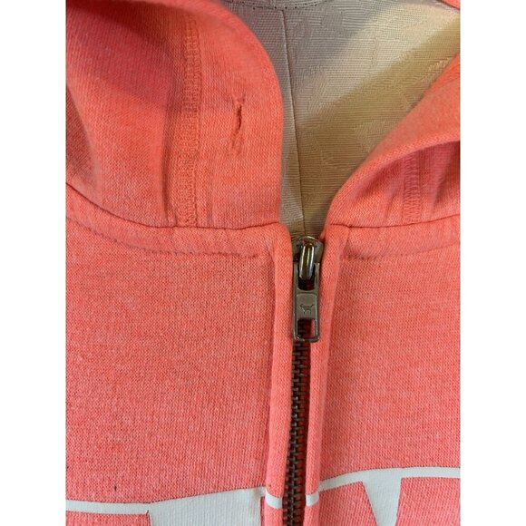 VS Victoria's Secret Bright Coral Pink Zip Up Light Logo Bright Size XS Hoodie - Picture 5 of 10